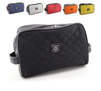 Mens Large Travel Toiletries Cosmetic Shaving Wash Bag Textile and Leather Made