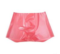 Mens Latex Boxer Briefs Seamless Elephant Trunk See-Through Rubber Panties Low Waist Erotic Underwear Solid Color Black Red Green Purple Yellow Pink Skin Beige Size(L Pink)