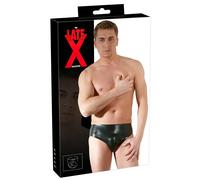 Men's Latex Underwear with Internal Anal Dildo (Black) - L