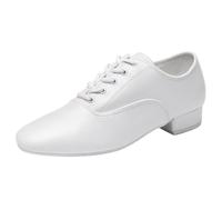 Men's Latin Dance Oxford 1 Inch Outdoor Rubber Sole Ballroom Salsa Tango Waltz Dancing Shoes,White,7 UK
