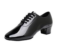 Men's Latin Dance Shoes, Ballroom Salsa Tango Dancing Practice Shoes Suede Sole Low Heel Dancing Pumps,Black 1,2.5 UK