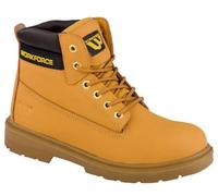 Men's Leather Ankle Safety Boots Lace Up Padded Collar and Tongue Steel Toe Cap Work Boots Hiker Shoes UK Sizes 5-14 (Honey WF301, uk_footwear_size_system, adult, men, numeric, medium, numeric_6)