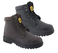 Mens Leather Ankle Safety Boots Lace Up Steel Toe Cap Work Boots Hiker Ladies Shoes Sz (DARK BROWN, uk_footwear_size_system, adult, men, numeric, medium, numeric_12)