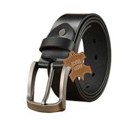 Men's Leather Belt Made of Cowhide Leather, Handmade Belt for Men Jeans Suit, 38 mm Wide, Length Can Be Shortened, Real Leather Black, black, 120
