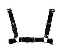 Men's Leather Body Harness Punk Chest Strap Harness Belt Adjustable Gothic Carnival Dance Costume Accessories (Black)