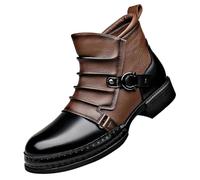 Mens Leather Boots Ankle Soft Flat Wide Fit Bucket Arch Support Shoes Men Outdoor Hiking Running Athletic Sneakers Lightweight Breathable Summer Casual Sandals 1 (Black, 8)