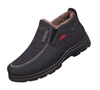 Mens Leather Boots Size 10 Kickers Boots 2025 Winter Men Snow Boots Round Toe and Thick Bottom Slip On Solid Color Plush Warm and Comfortable Kickers Mens Shoes (Black, 8)