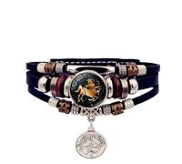 Men'S Leather Bracelet, 12 Constellation Leather Bracelet Adjustable Luminous Zodiacs Sign Bangle With Snap Buttons Handmade Charming Astrology Jewelry Gifts For Women Men Sagittarius