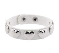 Men's Leather Bracelet,2Pcs Punk Goth Bracelet For Men Women Leather Heart Spikes Studded Bangle Handmade Gothic 80S Wristband Party Jewelry Gift Cosplay Accessories White