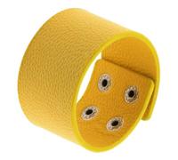 Mens Leather Bracelet,2Pcs Punk Rock Leather Bracelets For Men Women Wide Cuff Bangle Handmade Vintage Gothic 80S Wristband Party Jewelry Gift Cosplay Accessories Yellow