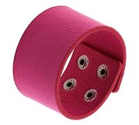 Men's Leather Bracelet,4Cm Wide Leather Bracelet Unisex Vintage Punk Brown Wristband with Snap Adjustable Wristband Gothic Wrap Wrist Cuff for Men Women Jewelry Gift Rose Red