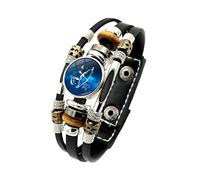 Mens Leather Bracelet, Adjustable Constellation Leather Bracelet Multi-Layer Braided Zodiacs Sign Cuff Bangle With Buttons Handmade Lucky Astrology Jewelry Gifts For Women Men Sagittarius