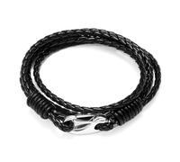Mens Leather Bracelet Adjustable Premium Classic Handmade Braided Bracelet for Men Husband Boys Son Snake Pattern Wrap Genuine Men's Strap Bands Wrist Bangle with Clasp for Holiday Gifts (Black)