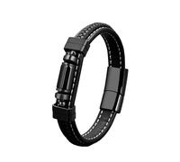 Mens Leather Bracelet Black Natural Rotatable Stone Fidget Bracelet Leather Cuff Bangles Wristband With Magnetic Clasp Punk Goth Jewellery Gift For Men Dad Husband Obsidian 19Cm