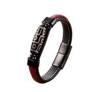 Mens Leather Bracelet Black Natural Stone Beaded Bracelet For Men Leather Cuff Bangles Wristband With Magnetic Clasp Punk Goth Jewellery Gift For Men Dad Husband Black 21Cm