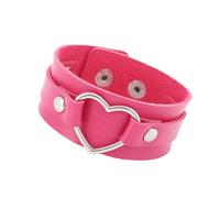Men's Leather Bracelet,Couples Leather Bracelets Heart Wide Wristbands Unisex with Snap Adjustable Punk Rock Gothic Wrap Wrist Cuff Bangle for Women Men Jewelry Gift Rose