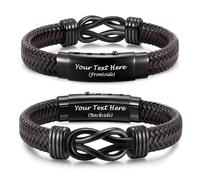 Mens Leather Bracelet Gifts for Son Daddy Man Brother Husband Boyfriend | Engraved Love You Forever Infinity Knot Bracelet, Personalised Men's Bracelets, Gift for Him Birthday Christmas Anniversary