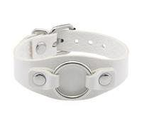 Mens Leather Bracelet,Hand-Woven Adjustable Fashion Light Luxury Circle Snaps Buckle Leather Bracelet, Energy Jewellery for Men Women White