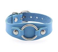 Mens Leather Bracelet,Hand-Woven Adjustable Fashion Light Luxury Circle Snaps Buckle Leather Bracelet, Energy Jewellery for Men Women Light Blue