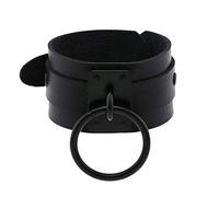 Mens Leather Bracelet,Hand-Woven Adjustable Fashion Punk Unique Black Circle O-Ring Snaps Buckle Leather Bracelet, Energy Jewellery for Women Men Black