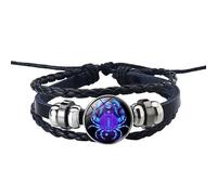 Men'S Leather Bracelet,Hand-Woven Adjustable Multi-Layer Light Luxury Niche Design The Twelve Constellations Glow In The Dark Leather Bracelet, Energy Jewellery for Men Women Cancer