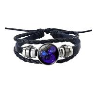 Men'S Leather Bracelet,Hand-Woven Adjustable Multi-Layer Light Luxury Niche Design The Twelve Constellations Glow In The Dark Leather Bracelet, Energy Jewellery for Men Women Aquarius