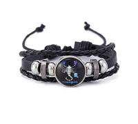 Men'S Leather Bracelet,Hand-Woven Adjustable Multi-Layer Light Luxurythe Twelve Constellations Glow In The Dark Leather Bracelet, Energy Jewellery for Men Women Scorpio