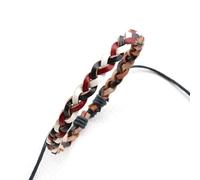 Mens Leather Bracelet,Hand-Woven Adjustable Punk Light Luxury Retro Cowhide Paper Woven Three-Strand Leather Bracelet, Energy Jewellery for Women Men Dark Red