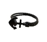Mens Leather Bracelet,Hand-Woven Double-Layer Fashion Light Luxury Punk Retro Cross Anchor Ghost Head Leather Bracelet, Energy Jewellery for Women Men Black