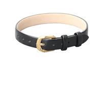 Men's Leather Bracelet, Ladies Genuine Leather Bracelet Adjustable Handmade Wristband With Buckle Punk Stackable Stirrup Straps Charming Jewelry For Women Teen Girls Black(Golden Buckle) Wid