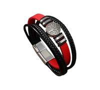 Men's Leather Bracelet, Magnetic Clasp Leather Bracelet Tree Of Life Handmade Braided Cuff Bangle Red Mens Jewellery With Pouch Teen Boy Gifts For Graduation Birthday