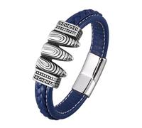 Men's Leather Bracelet, Magnetic Clasp Leather Bracelet Vegetable Tanned Braided Blue Handmade Wristband Vintage Punk Men Jewellery Teen Boy Gifts For Graduation Birthday Son