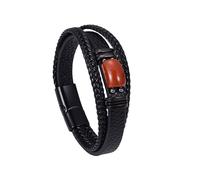 Men's Leather Bracelet,Multi-Layer Braided Leather Bracelet 19/21/23Cm Natural Stone Leather Bracelet With Magnetic Clasp Handmade Punk Jewellery Valentines Gift For Dad Boyfriend Husband Re