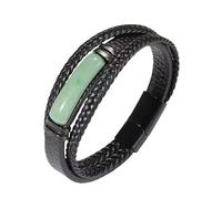 Mens Leather Bracelet,Multi-Layer Braided Leather Bracelet Natural Stone Leather Bracelet With Magnetic Clasp Tigers Eye Stone Jewellery Valentines Gift For Dad Boyfriend Husband Green Avent