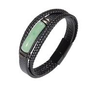 Mens Leather Bracelet Multi-Layer Classic Handmade Braided Cuff Bangle Natural Tiger Eye Stone Aventurine Wide Wristbands with Magnetic Clasp Jewelry Gifts Green Aventurine Long 23Cm