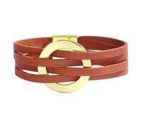 Men's Leather Bracelet, Multi-Layer Leather Wrap Bracelet For Women Handmade Braided Cuff Bangle With Magnetic Clasp Boho Charming Jewelry Gift For Women Teen Girls Brown
