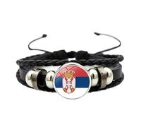 Men'S Leather Bracelet, National Flag Braided Bracelet For Men Adjustable Multi-Layer Leather Rope Football Bangle With Snap Buttons Vintage Handmade Charming Jewelry Gift For Dad Him Husban