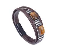 Mens Leather Bracelet Old Blue Veins Multi-Layer Leather Bracelet Handmade Braided Rope Cuff Bangle Braided Tiger Eye Stone Wristbands Christmas Jewelry Gifts Brown Tiger's Eye Stone 19Cm