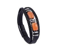 Mens Leather Bracelet Old Blue Veins Multi-Layer Leather Bracelet Handmade Braided Rope Cuff Bangle Braided Tiger Eye Stone Wristbands Christmas Jewelry Gifts Red Aventurine 21Cm
