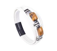 Mens Leather Bracelet Old Blue Veins Multi-Layer Leather Bracelet Handmade Braided Rope Cuff Bangle Braided Tiger Eye Stone Wristbands Christmas Jewelry Gifts White Tiger's Eye Stone 19Cm