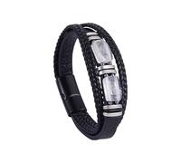 Mens Leather Bracelet Old Blue Veins Multi-Layer Leather Bracelet Handmade Braided Rope Cuff Bangle Braided Tiger Eye Stone Wristbands Christmas Jewelry Gifts White Crystal 19Cm