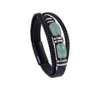 Mens Leather Bracelet Old Blue Veins Multi-Layer Leather Bracelet Handmade Braided Rope Cuff Bangle Braided Tiger Eye Stone Wristbands Christmas Jewelry Gifts Green Aventurine 21Cm