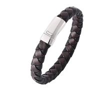 Men's Leather Bracelet Personalised PU Leather Bangle Family Flowers Leather Bracelets Rocker Wrist Chain Stainless Steel with Magnetic Clasp BFF Gifts, Faux Leather, Without zirconia