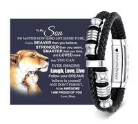 Mens Leather Bracelet To My Son Bracelet - Son's Gifts from Mum Braided Leather Bracelets Lettering Love You Forever Gifts