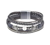 men's leather bracelet, Turtle Starfish Leather Wrap Bracelet Boho Rhinestone Pearl Cuff Bangle Stackable gemstone Jewellery Birthday Gifts for Women Girls grey