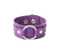 Mens Leather Bracelet,Wide Cuff Wrap Gothic Wristband Punk Rock Biker Ring Wide Strap Leather Bracelet Adjustable Vintage Cuff Bangle for Him Or Her Accessory Purple