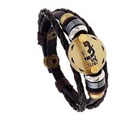 Men's Leather Bracelet, Zodiac Signs Bracelet Adjustable Handmade Braided Leather Wristband Astrology Jewellery With Pouch Birthday Gifts For Dad Him Husband Virgo