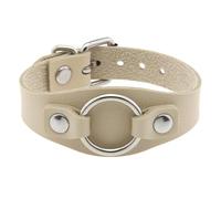 Mens Leather Bracelets,2Pcs Circle Charm Bracelets For Women Adjustable Belt Buckle Cuff Bangle Handmade Gothic Friendship Jewelry Gift For Party Cosplay Beige