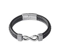 Mens Leather Bracelets,Black Braided Leather Bracelet Infinity Knot Braided Leather Wristband Engraved Love You Forever Valentine'S Day For Husband Punk Jewellery For Men Birthday Anniversar