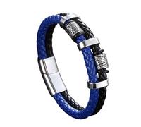 Mens Leather Bracelets,Genuine Leather Bracelet For Men Double Layer Braided Cuff Bracelet With Magnetic Clasp Punk Rock Viking Jewellery Fathers Day Birthday Gifts For Dad Grandad Black Blu